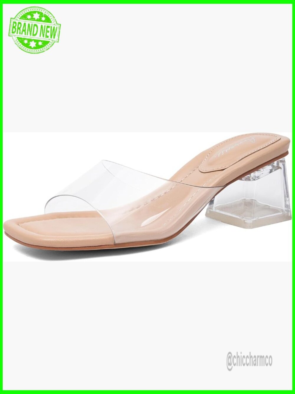 Clear Low Block Chunky Heels Sandals Open Toe Backless Mule Party Dress Pumps